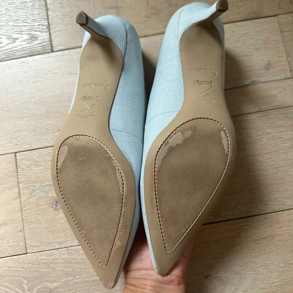 Franco Sarto Women's Light blue woven Textured Heels - Picture 4 of 7